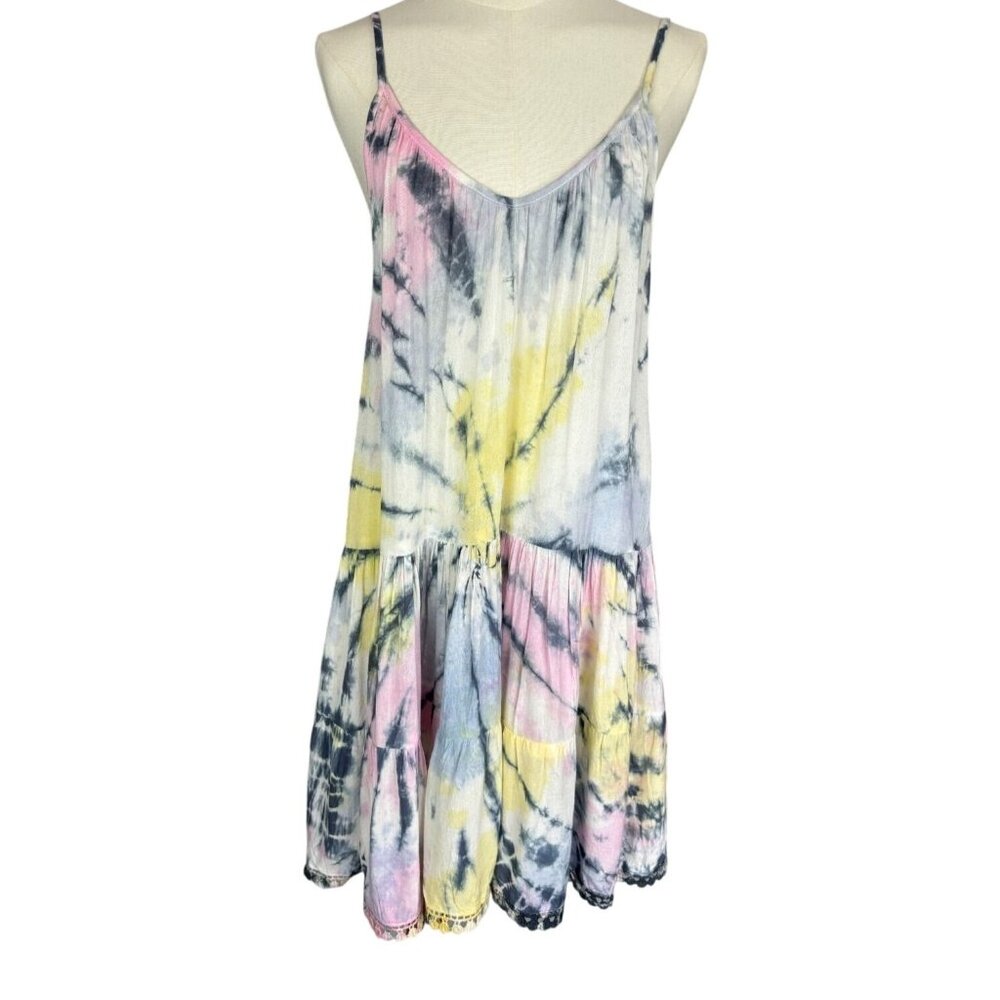Raviya XL Tie-Dye Swim Cover-up Mini Dress Tiered Babydoll Retro Swimwear Cover - Picture 5 of 9